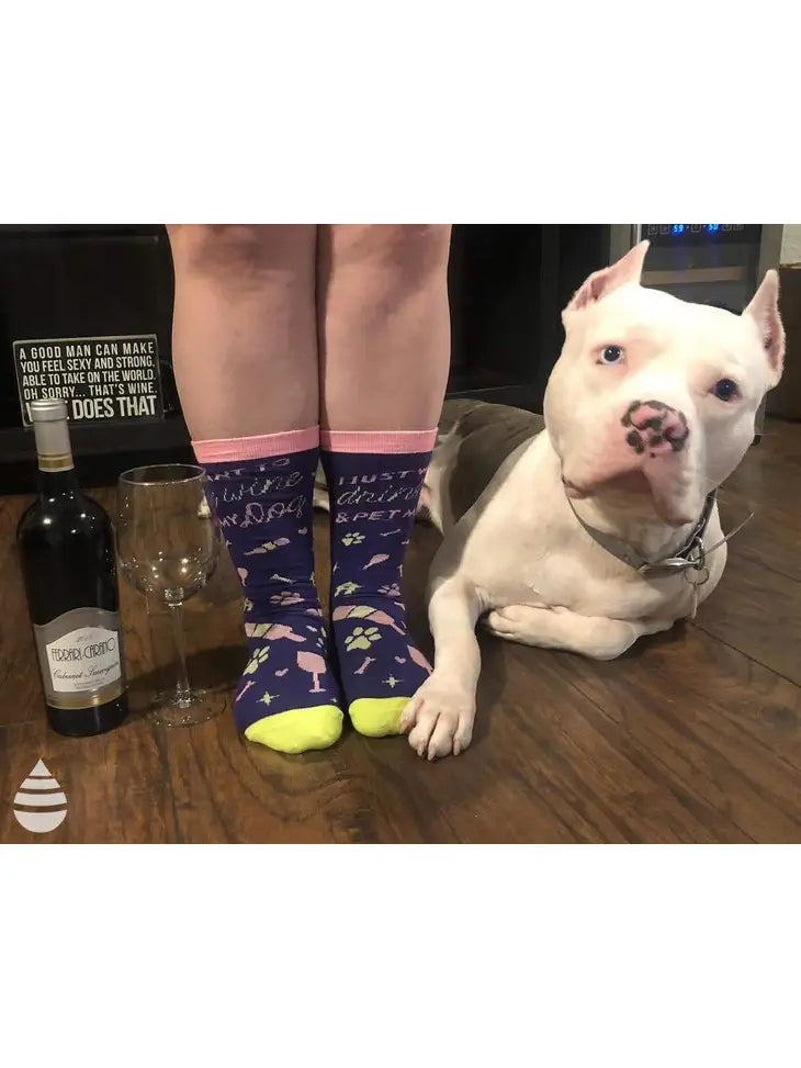 Womens I Just Want To Drink Wine and Pet My Dog Socks