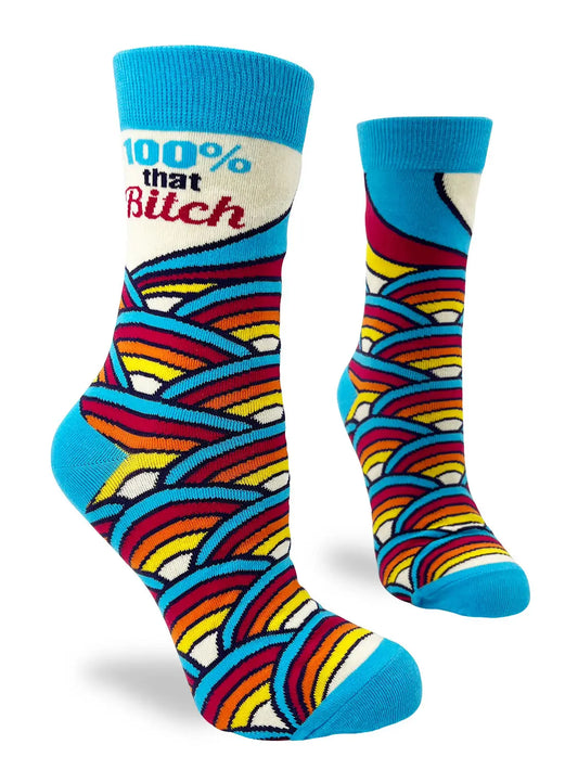 100% That Bitch Ladies' Novelty Crew Socks