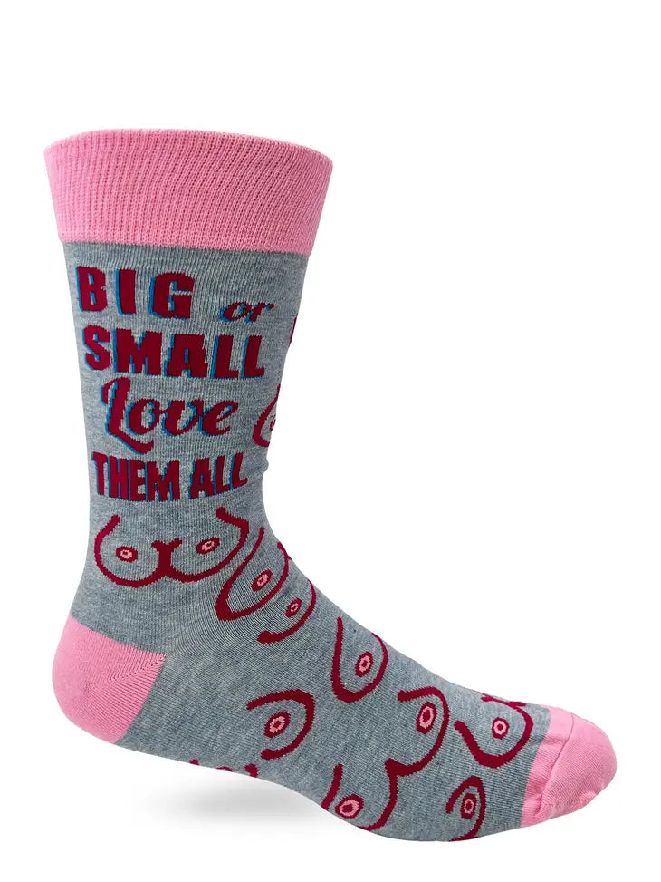 Big Or Small Love Them All Men's Novelty Crew Socks