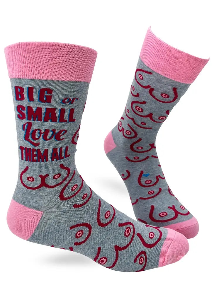 Big Or Small Love Them All Men's Novelty Crew Socks