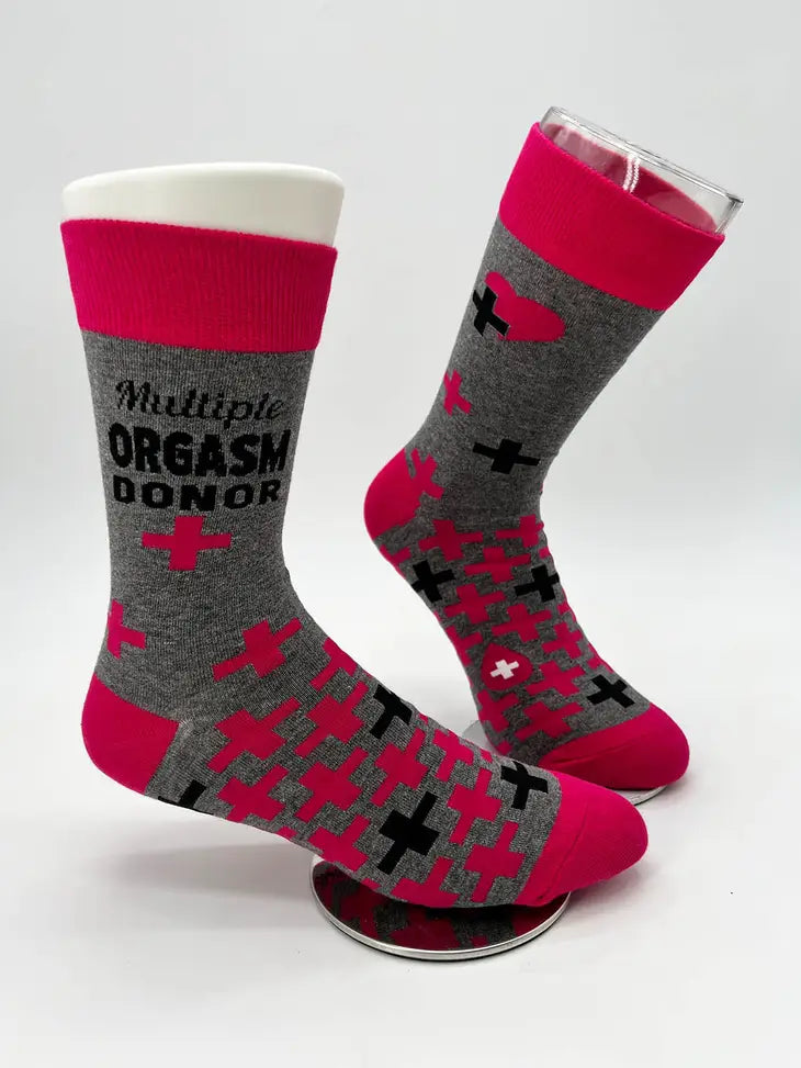 Multiple Orgasm Donor Men's Novelty Crew Socks