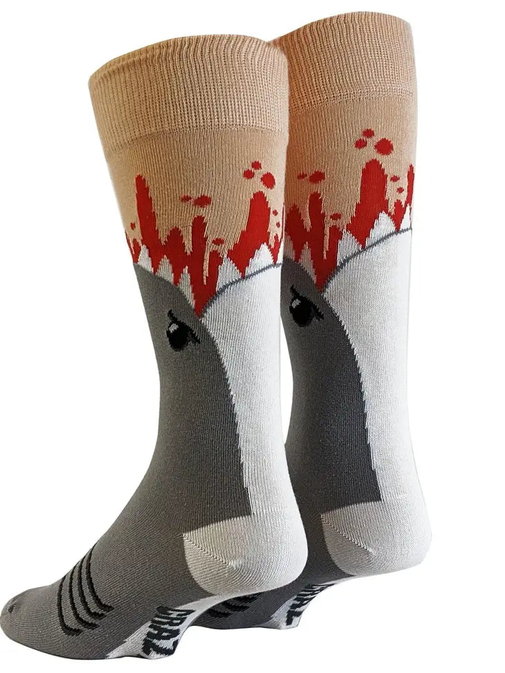Mens Shark Attack Socks Cool Sock for Vacation Funny Design