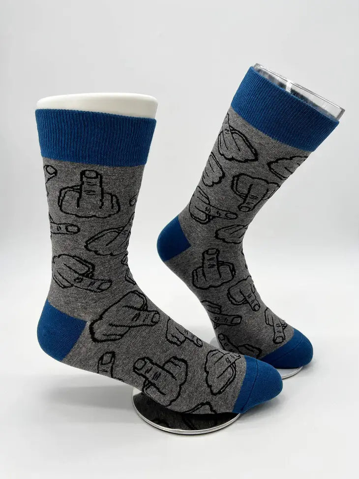 Flip Off Finger Men's Novelty Crew Socks