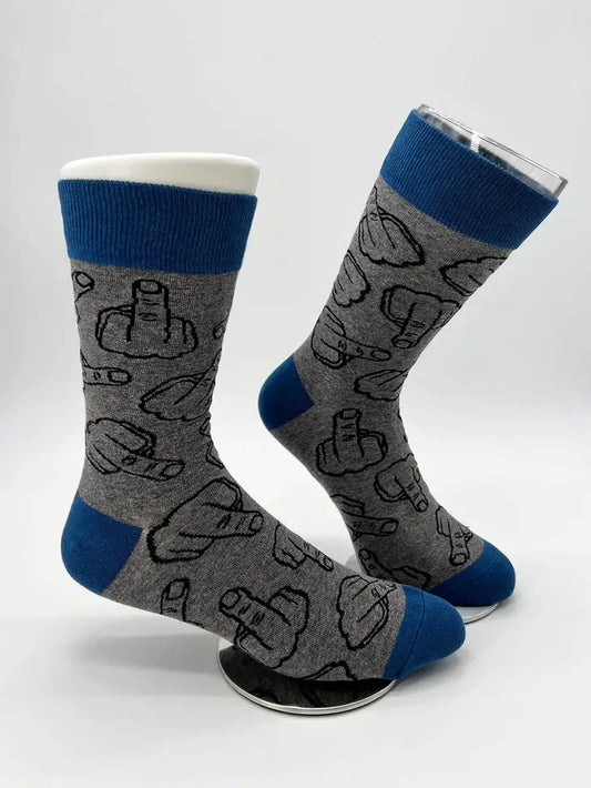 Flip Off Finger Men's Novelty Crew Socks